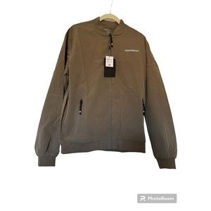 NWT Rawgear Jacket Mens Small Tan Full Zip Reflective Line Bomber Jacket